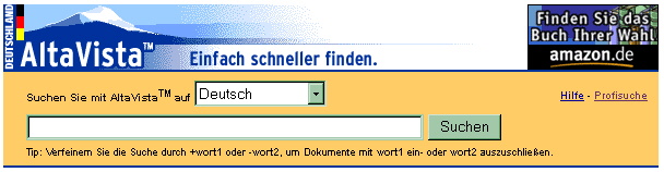 Einfache Suche in AltaVista